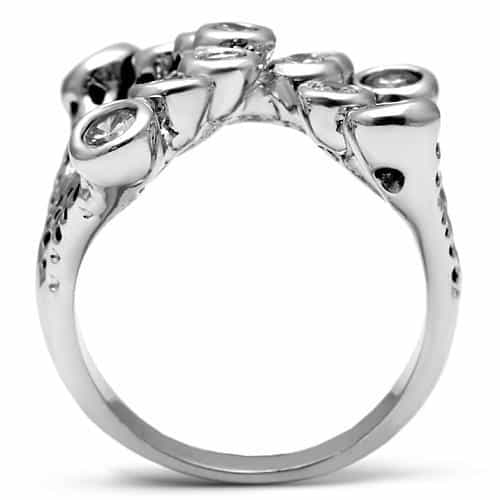 Brass CZ Bezel Hammered Lattice Cascade Ring view 6