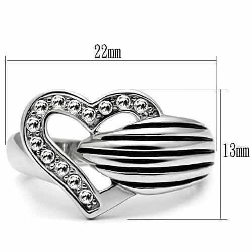 Brass CZ Heart Wing Cocktail Ring view 4