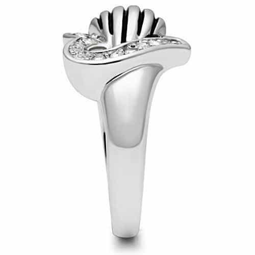 Brass CZ Heart Wing Cocktail Ring view 10