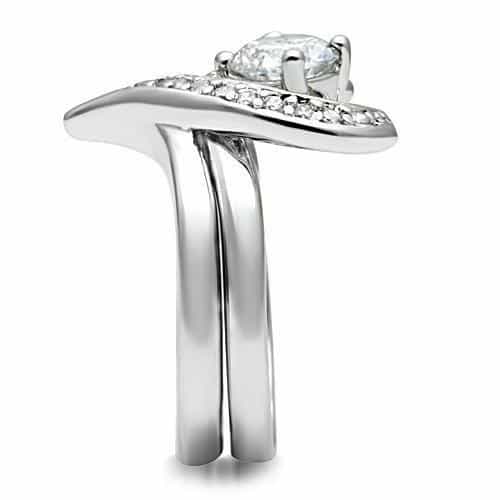 Brass CZ Heart Halo Solitaire Split Shank Ring view 8