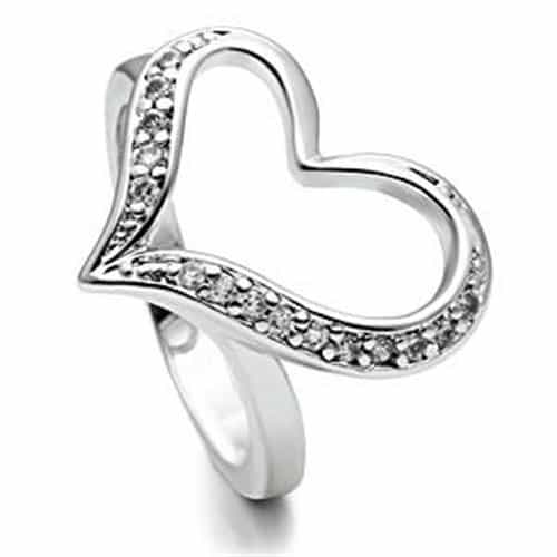Brass CZ Heart Halo Solitaire Split Shank Ring view 12