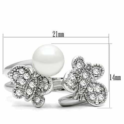 Brass Pearl CZ Butterfly Open Cocktail Ring view 4