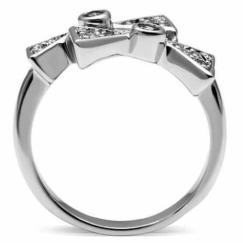 Brass CZ Pave Bowtie Triangle Ring view 6