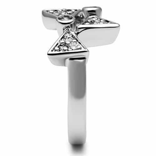 Brass CZ Pave Bowtie Triangle Ring view 8