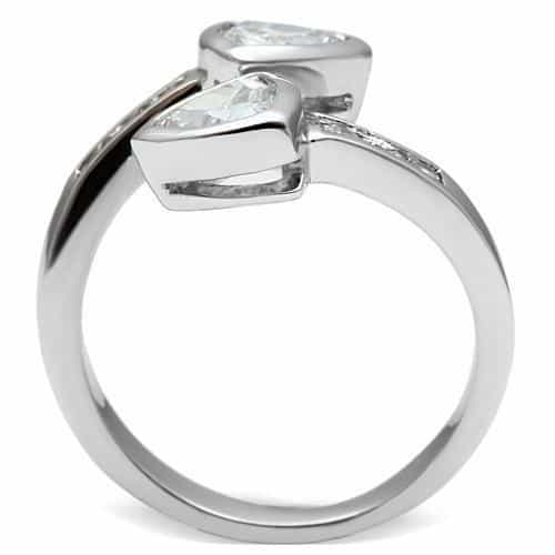 Brass CZ Trillion Double Stone Bypass Ring view 6