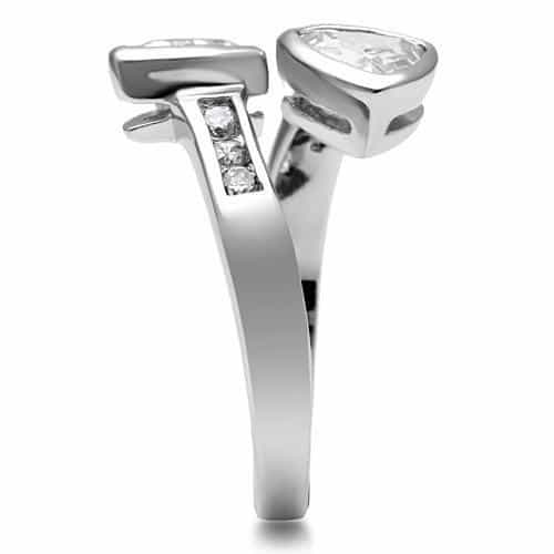 Brass CZ Trillion Double Stone Bypass Ring view 8