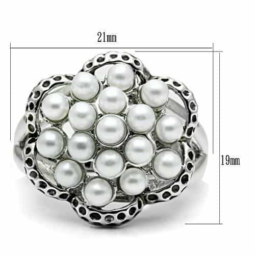 Brass Pearl Cluster Heart Cocktail Ring view 4