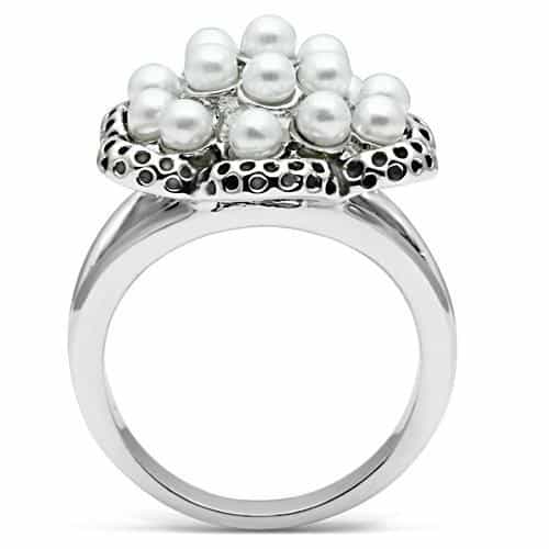 Brass Pearl Cluster Heart Cocktail Ring view 6