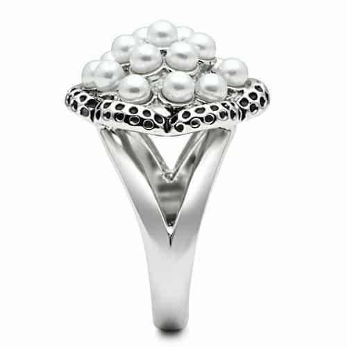 Brass Pearl Cluster Heart Cocktail Ring view 8