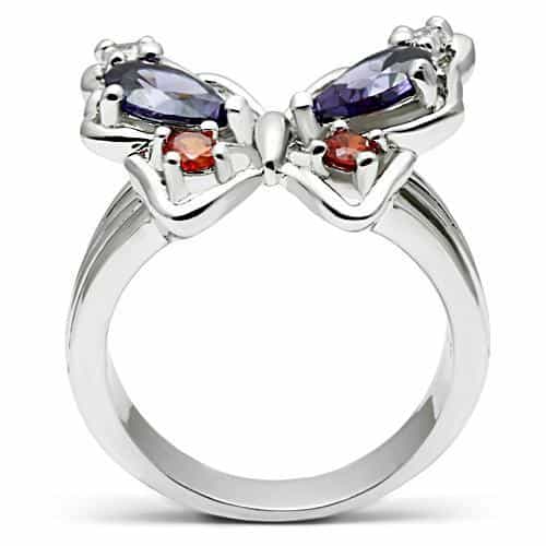 Brass Amethyst Garnet Butterfly Cocktail Ring view 6
