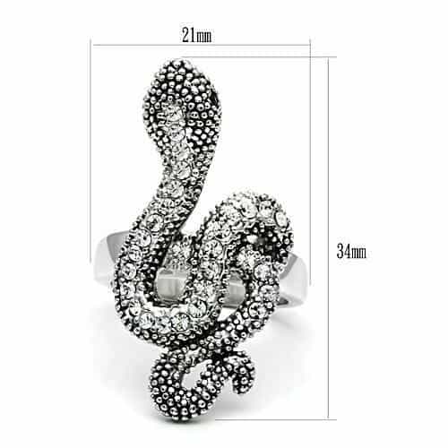 Brass CZ Pave Coiled Snake Cocktail Ring view 4