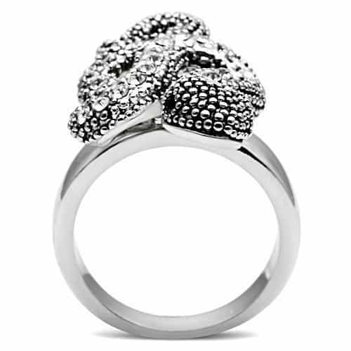 Brass CZ Pave Coiled Snake Cocktail Ring view 6