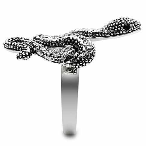 Brass CZ Pave Coiled Snake Cocktail Ring view 8