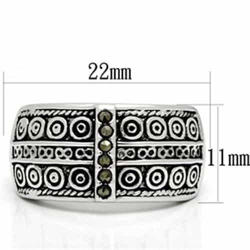 Brass Oxidized Tribal Marcasite Wide Band Ring view 4