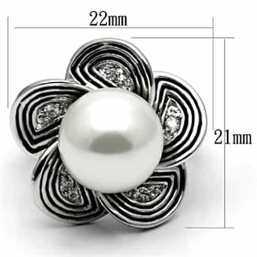 Brass Pearl CZ Flower Petal Open Cocktail Ring view 4