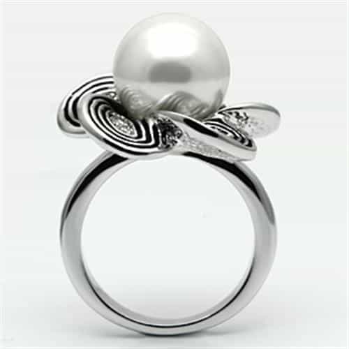 Brass Pearl CZ Flower Petal Open Cocktail Ring view 6