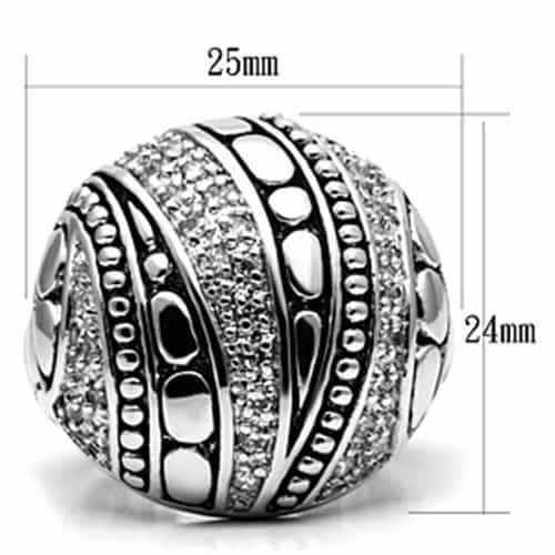 Brass CZ Pave Oxidized Cutout Dome Cocktail Ring view 4
