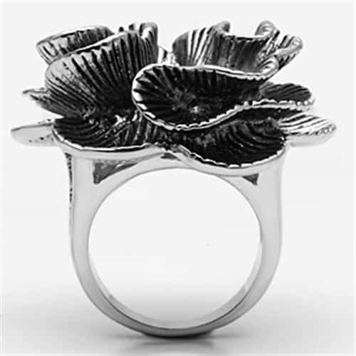 Brass Oxidized Textured Flower Bloom Cocktail Ring view 6