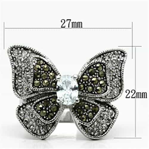 Brass CZ Marcasite Butterfly Bow Cocktail Ring view 4