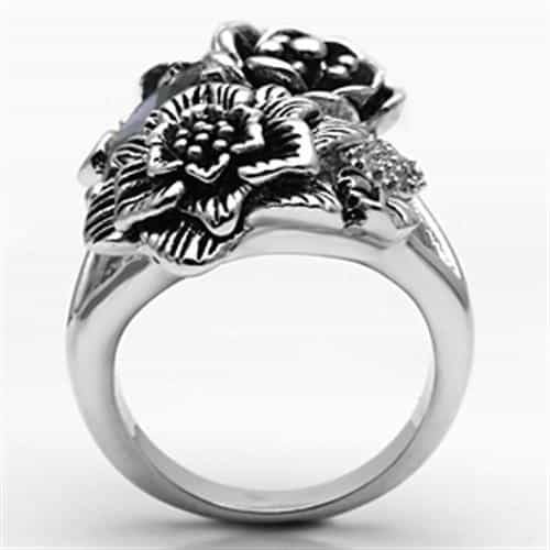 Brass Oxidized CZ Flower Mystic Opal Cocktail Ring view 6