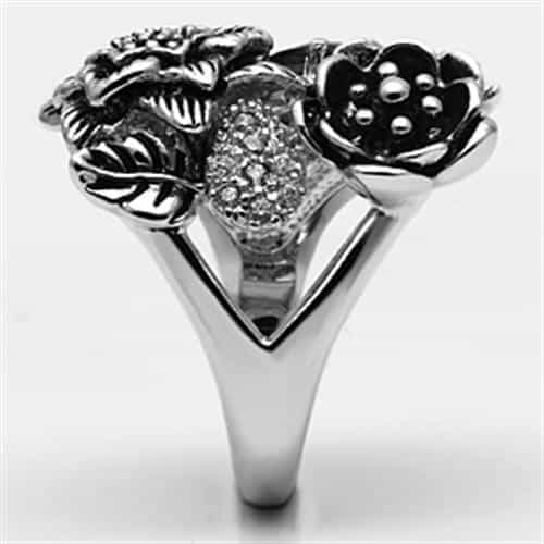 Brass Oxidized CZ Flower Mystic Opal Cocktail Ring view 8