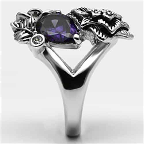 Brass Oxidized CZ Flower Mystic Opal Cocktail Ring view 10