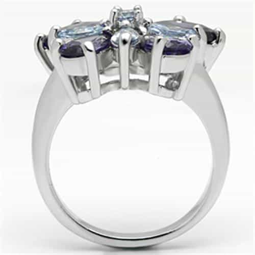 Brass Amethyst Aquamarine CZ Flower Butterfly Ring view 6