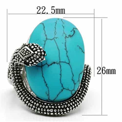Brass Turquoise Oval Cabochon Beaded Wrap Ring view 4