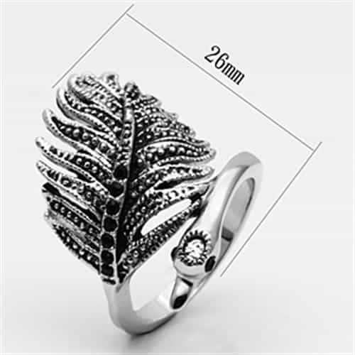Brass Marcasite Feather Peacock Cocktail Ring view 4