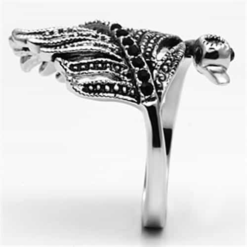 Brass Marcasite Feather Peacock Cocktail Ring view 8