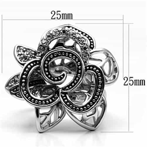 Brass CZ Rose Flower Cutout Cocktail Ring view 4