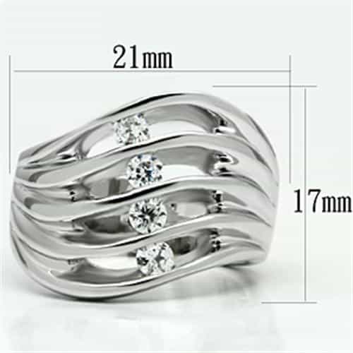 Brass CZ Bezel Multi-Row Open Wide Band Ring view 4