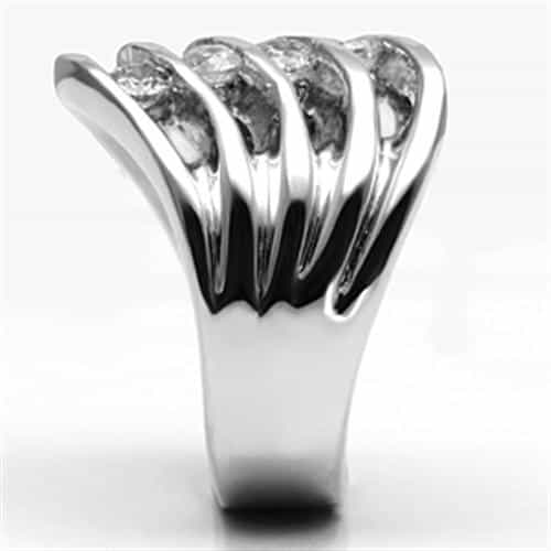 Brass CZ Bezel Multi-Row Open Wide Band Ring view 8