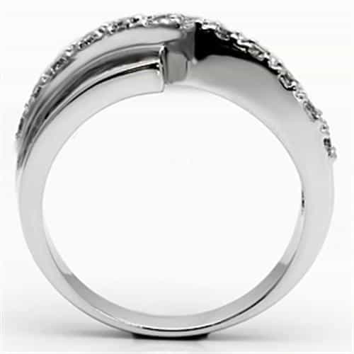 Brass CZ Pave Open Cuff Wave Band Ring view 6