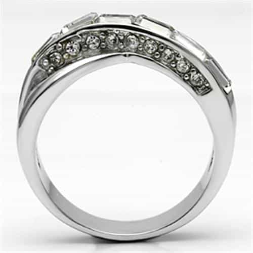 Brass CZ Baguette Channel Crossover X Band Ring view 6