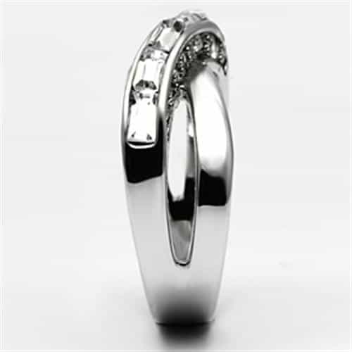 Brass CZ Baguette Channel Crossover X Band Ring view 8