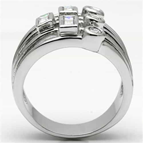 Brass CZ Baguette Bezel Multi-Shape Wide Band Ring view 6