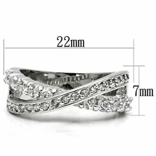 Brass CZ Pave Wave Crossover Band Ring view 4