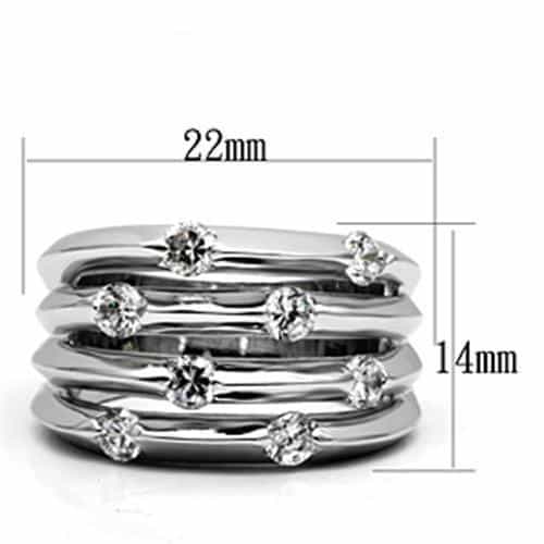 Brass CZ Bezel Scattered Multi-Row Wide Band Ring view 4
