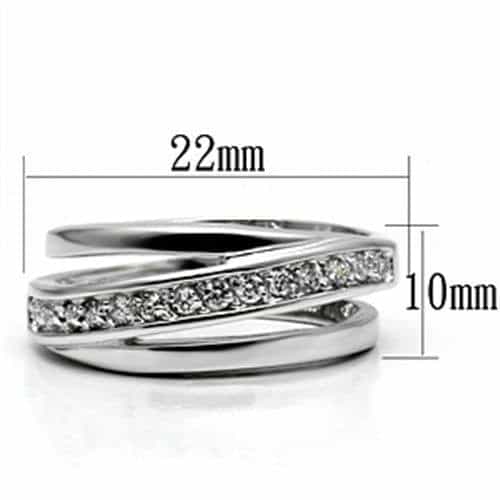 Brass CZ Channel Diagonal Crossover Band Ring view 3