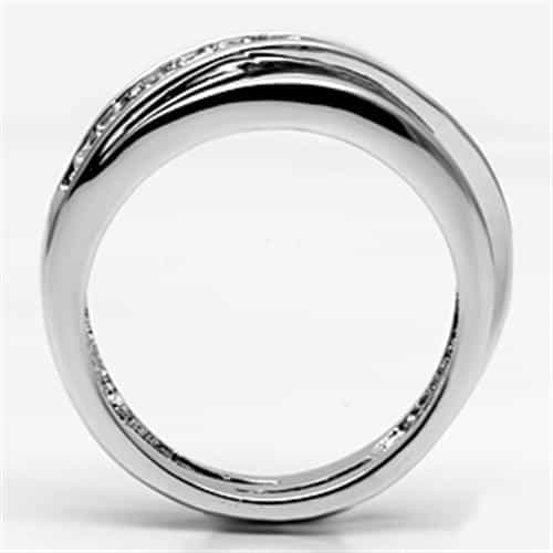 Brass CZ Channel Diagonal Crossover Band Ring view 5