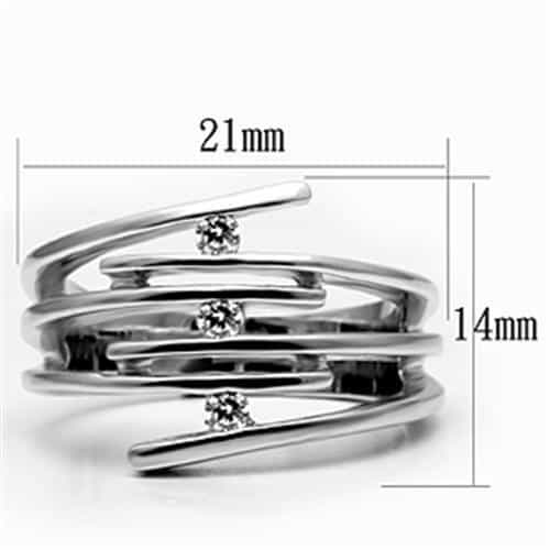 Brass CZ Bezel Triple Row Spiral Wrap Ring view 4