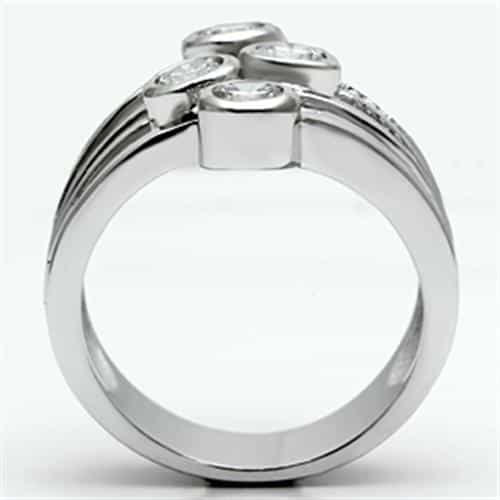 Brass CZ Bezel Triple Row Open Wide Band Ring view 6