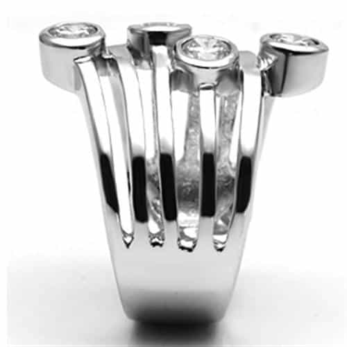 Brass CZ Bezel Triple Row Open Wide Band Ring view 8