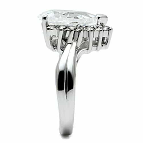 Brass Clear CZ Pear Solitaire Accent Ring view 8