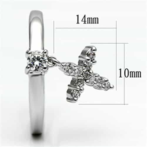 Brass CZ Pave Cross Dangle Charm Ring view 4
