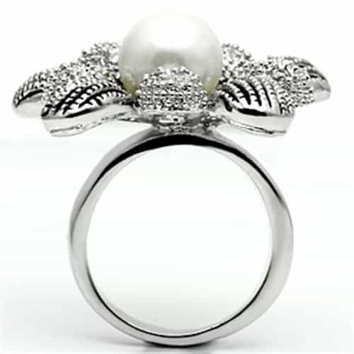 Brass Pearl Oxidized Sunflower Cocktail Ring view 6