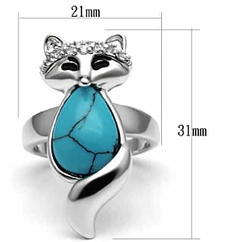 Brass Turquoise Cat Fox Figurine Wrap Ring view 4
