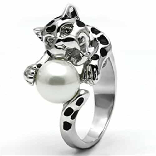 Brass Pearl Leopard Panther Figurine Wrap Ring view 10