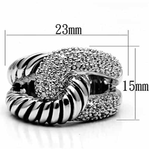 Brass CZ Pave Cable Twist Dome Ring view 4